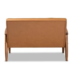 Sorrento Mid-Century Faux Leather Upholstered Wood Loveseat Walnut/Brown - Baxton Studio -Outlet Baxton Studio Store GUEST a4c7317a 77ee 483b a6c0 2a23b52efe49