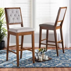 2pc Gideon Fabric Upholstered And Wood Barstool Set Gray/Walnut Brown - Baxton Studio -Outlet Baxton Studio Store GUEST a54d1d68 4b70 4d06 9823 83223099295f
