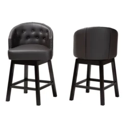 2pc Theron Faux Leather And Wood Swivel Counter Stool Set - Baxton Studio 17 2pc Theron Faux Leather And Wood Swivel Counter Stool Set - Baxton Studio -Outlet Baxton Studio Store GUEST a57bc644 a2e1 4654 97a6 c5a48a85cc3b