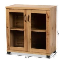 Zentra Wood 2 Door Storage Cabinet With Glass Doors Oak Brown/Black - Baxton Studio -Outlet Baxton Studio Store GUEST a5a2030b 49f8 40df 8a67 56ea16a08aa7