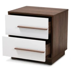Mette Walnut Finished Wood Nightstand White - Baxton Studio -Outlet Baxton Studio Store GUEST a5c9dd8e 084f 45a8 a446 91fc80ede094