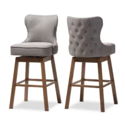 Gradisca Modern And Contemporary Wood Finishing Upholstered Barstools Set Of 2 - Baxton Studio -Outlet Baxton Studio Store GUEST a60a49a1 cba3 413b 913e bf2eb4ed3f83