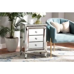 3 Drawer Pauline Contemporary Glam And Luxe Mirrored Nightstand White - Baxton Studio 13 3 Drawer Pauline Contemporary Glam And Luxe Mirrored Nightstand White - Baxton Studio -Outlet Baxton Studio Store GUEST a658c2e8 a4b5 4824 afde 869d627a565a
