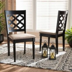 2pc Ramiro Fabric And Wood Dining Chairs Set - Baxton Studio -Outlet Baxton Studio Store GUEST a71c222d 4000 43e3 89b1 c9e9114afa08