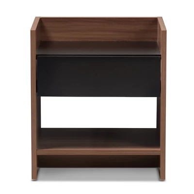 Vanda Modern And Contemporary Two - Tone Wood 1 - Drawer Nightstand - Brown - Baxton Studio 2 Vanda Modern And Contemporary Two - Tone Wood 1 - Drawer Nightstand - Brown - Baxton Studio - Image 2