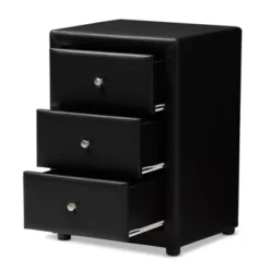 Tessa Faux Leather Upholstered 3 Drawer Nightstand Black - Baxton Studio -Outlet Baxton Studio Store GUEST a80a54b6 8dd4 4239 9d5e 8d48868ddd4a