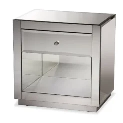 Rochadh Hollywood Glamour Style 1 Drawer And 1 Shelf Nightstand And Bedside Table Silver - Baxton Studio -Outlet Baxton Studio Store GUEST a810fd35 7902 442c 9892 68c11a5564d0