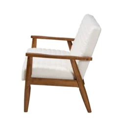 Stratton Boucle Fabric And Wood Loveseat White/Walnut Brown - Baxton Studio -Outlet Baxton Studio Store GUEST a8146ab7 db69 48af 9f6b a9b3af435923