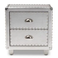 2 Drawer Davet Metal Nightstand Silver - Baxton Studio -Outlet Baxton Studio Store GUEST a81f7709 7942 4983 994e 8bacb997e644
