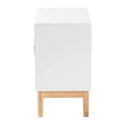 Kamana Two-Tone Wood And Metal 2 Door Storage Cabinet White/Gold/Oak Brown - Baxton Studio -Outlet Baxton Studio Store GUEST a87af37f 7f25 457c 8848 76177751360d