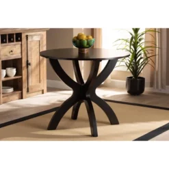 35" Tilde Wide Round Wood Dining Table - Baxton Studio -Outlet Baxton Studio Store GUEST a899faba 8cdd 4b22 90a6 a1ef128b1627