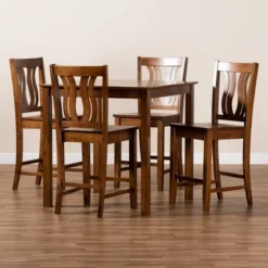 5pc Fenton Wood Pub Dining Set Walnut/Brown - Baxton Studio -Outlet Baxton Studio Store GUEST a89e8659 60a9 44ac bcff 0f8f7a15ed3d