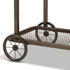 Terence Vintage Industrial Natural Wood And Metal Wheeled Console Table Black - Baxton Studio -Outlet Baxton Studio Store GUEST a8ab3946 76e5 4b98 878e 4aed56909f94