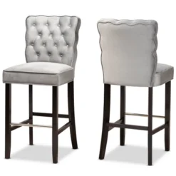 2pc Daphne Velvet Fabric Upholstered And Wood Counter Height Barstool Set - Baxton Studio -Outlet Baxton Studio Store GUEST a8cea90d 53cc 427f 9e61 81ce00d4d249
