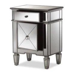 Claudia Hollywood Regency Glamour Style Mirrored Nightstand - Baxton Studio