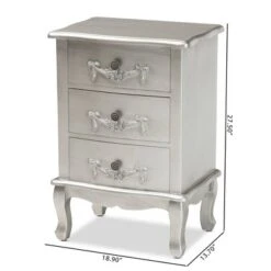 Callen Brushed Wood 3 Drawer Nightstand Silver - Baxton Studio -Outlet Baxton Studio Store GUEST a935c0f3 6d8c 4b87 a8fe 095b902430f5