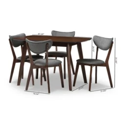 5pc Hadrea Mid Century Modern Walnut Finished Fabric Upholstered Dining Set Dark Gray - Baxton Studio -Outlet Baxton Studio Store GUEST a95eae54 987c 474b 9c83 f2547a00994c