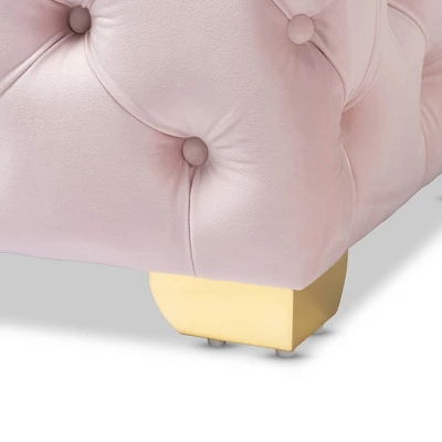 Avara Velvet Finished Button Tufted Ottoman Pink - Baxton Studio 1 Avara Velvet Finished Button Tufted Ottoman Pink - Baxton Studio