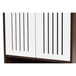 2 Door Meike Two-Tone Wood Shoe Cabinet Walnut/White - Baxton Studio -Outlet Baxton Studio Store GUEST a9934663 f7ef 4698 bfb1 79ed29a98c64