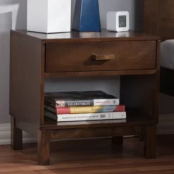 Deirdre Modern And Contemporary Wood 1 Drawer Nightstand - Baxton Studio -Outlet Baxton Studio Store GUEST aa964b25 c144 411b 8f7c eeb5566b52f3