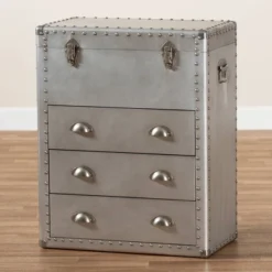 Serge Metal 3 Drawer Accent Storage Chest Silver - Baxton Studio -Outlet Baxton Studio Store GUEST ab6fbd94 b6b0 4c00 b539 40f4c5a3892d