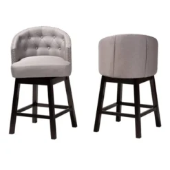 2pc Theron Fabric And Wood Swivel Counter Stool Set - Baxton Studio -Outlet Baxton Studio Store GUEST ab997ba1 d218 41cf 9254 b8108716f5be