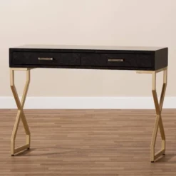 Carville Faux Leather Finished 2 Drawer Console Table Brown - Baxton Studio -Outlet Baxton Studio Store GUEST ac3aa3b1 6227 426a 9db7 d23d5264272e