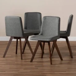Set Of 4 Pernille Fabric Upholstered Walnut Finished Dining Chairs Gray/Walnut - Baxton Studio -Outlet Baxton Studio Store GUEST ac5562a7 2271 47e2 ab28 b8c3ae7aaf7f