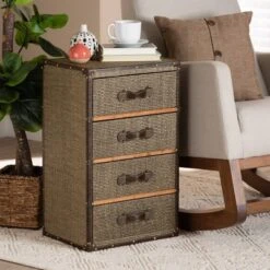 Owen Fabric Upholstered 4 Drawer Accent Storage Cabinet Brown - Baxton Studio -Outlet Baxton Studio Store GUEST ac5caefd 91b6 423e af06 0de12153e7da
