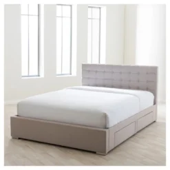 Queen Rene Modern And Contemporary Fabric 4 Drawer Storage Platform Bed - Baxton Studio -Outlet Baxton Studio Store GUEST ac78608d 35e7 47a0 ae4a feed40f3cf76