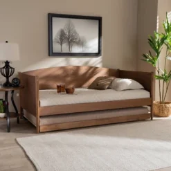 Twin Veles Wood Daybed With Trundle Ash Walnut - Baxton Studio -Outlet Baxton Studio Store GUEST ac9da570 d3d6 4e00 8722 db41ca1b212b