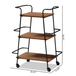 Small Bernard Rustic Industrial Metal And Wood 3 Tier Mobile Wine Bar Cart Black/Walnut - Baxton Studio -Outlet Baxton Studio Store GUEST ad9acae4 0fdb 4ded 9dfe 4f5756c1657b