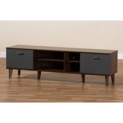 Moina Two-Tone Wood TV Stand For TVs Up To 70" Walnut/Gray - Baxton Studio -Outlet Baxton Studio Store GUEST ae08c304 40d6 4d5a 9e17 97d2abba0ba4