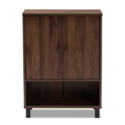 Rossin Walnut Finished 2 Door Wood Entryway Shoe Storage Cabinet Brown - Baxton Studio -Outlet Baxton Studio Store GUEST ae33e992 828c 46e1 a199 41b07b06bfcf
