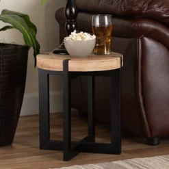 Horace Wood And Metal End Table Brown/Black - Baxton Studio -Outlet Baxton Studio Store GUEST ae5188ab 8983 4c0f b97e 33ec24cf69a1