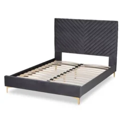 Fabrico Velvet Fabric Upholstered And Metal Platform Bed - Baxton Studio -Outlet Baxton Studio Store GUEST af570355 e7fa 4a48 b0bc 0c600bdb3aff