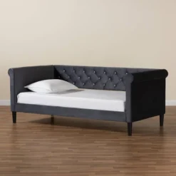 Cora Velvet Fabric Upholstered And Wood Daybed - Baxton Studio -Outlet Baxton Studio Store GUEST af68e132 14b9 4092 8799 e5a54b4325f8