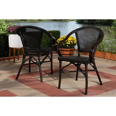 Set Of 2 Artus Indoor And Outdoor Stackable Bistro Dining Chairs - Baxton Studio 5 Set Of 2 Artus Indoor And Outdoor Stackable Bistro Dining Chairs - Baxton Studio - Image 5