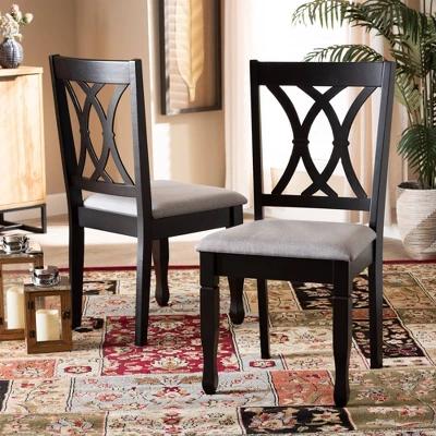 2pc Reneau Upholstered Wood Dining Chair Set - Baxton Studio 5 2pc Reneau Upholstered Wood Dining Chair Set - Baxton Studio - Image 5