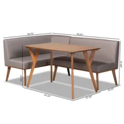 3pc Odessa Mid-Century Modern Fabric Upholstered Wood Dining Nook Set Walnut/Brown/Gray - Baxton Studio -Outlet Baxton Studio Store GUEST afe766e3 aead 4a1c ba57 8ef27b50642d