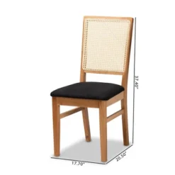 Set Of 2 Idris Fabric Upholstered Rattan Dining Chairs Black/Oak Brown - Baxton Studio -Outlet Baxton Studio Store GUEST b0073da7 301c 47a5 af0b 3e6844c47757
