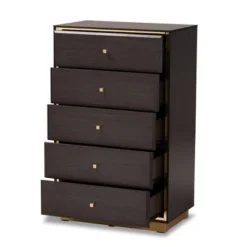 Cormac Wood And Metal 5 Drawer Storage Chest - Baxton Studio