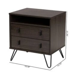 Glover Wood And Metal 2 Drawer Nightstand Brown/Gold - Baxton Studio -Outlet Baxton Studio Store GUEST b0a2ae47 d030 4e8c a393 e3167f089db5