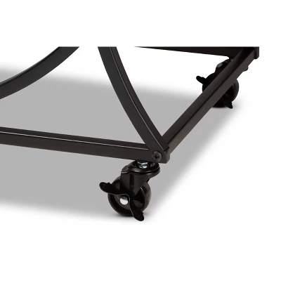 Dania Antique Vintage Industrial Metal And Wood Mobile Wine Bar Cart Black/Walnut - Baxton Studio 5 Dania Antique Vintage Industrial Metal And Wood Mobile Wine Bar Cart Black/Walnut - Baxton Studio - Image 5