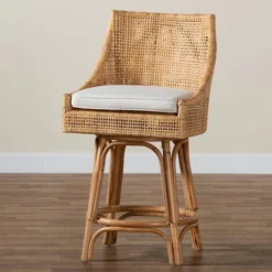Bella Rattan Counter Stool Natural Brown/White - Baxton Studio -Outlet Baxton Studio Store GUEST b0fd157c 4660 41e2 ae00 90905dc6fda6