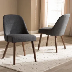 Set Of 2 Cody Mid Century Modern Walnut Finished Wood Fabric Upholstered Dining Chair - Baxton Studio -Outlet Baxton Studio Store GUEST b182174b 57b6 43fd 86ea 31d53b3052c8