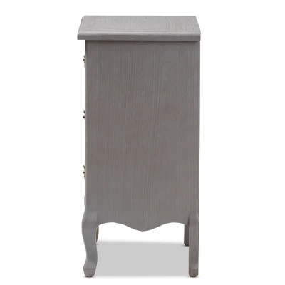 3 Drawer Capucine Finished Wood Nightstand Gray - Baxton Studio 7 3 Drawer Capucine Finished Wood Nightstand Gray - Baxton Studio - Image 7