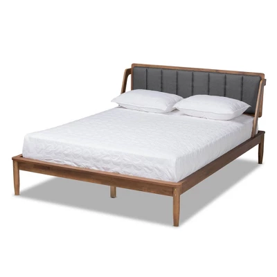 Helsa Mid-Century Modern Platform Bed Walnut/Brown/Gray - Baxton Studio 9 Helsa Mid-Century Modern Platform Bed Walnut/Brown/Gray - Baxton Studio - Image 9