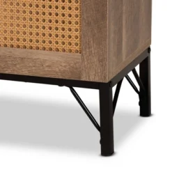 Veanna Bohemian Natural Wood And Metal 2 Door Synthetic Rattan TV Stand For TVs Up To 40" Brown/Black - Baxton Studio -Outlet Baxton Studio Store GUEST b2c72c72 e628 4763 be11 ef5e70dba881