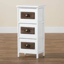 Fanning Two-Tone Wood 3 Drawer Storage Unit White/Brown - Baxton Studio -Outlet Baxton Studio Store GUEST b2fbd86e 0058 4b57 a3f5 d6002536903d